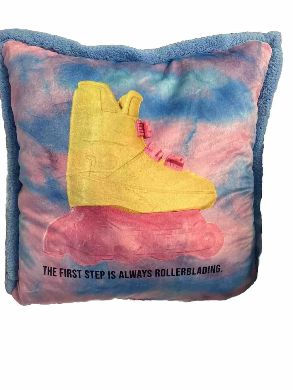 Barbie pillow large pink blue rollerskate yellow decor throw pillow